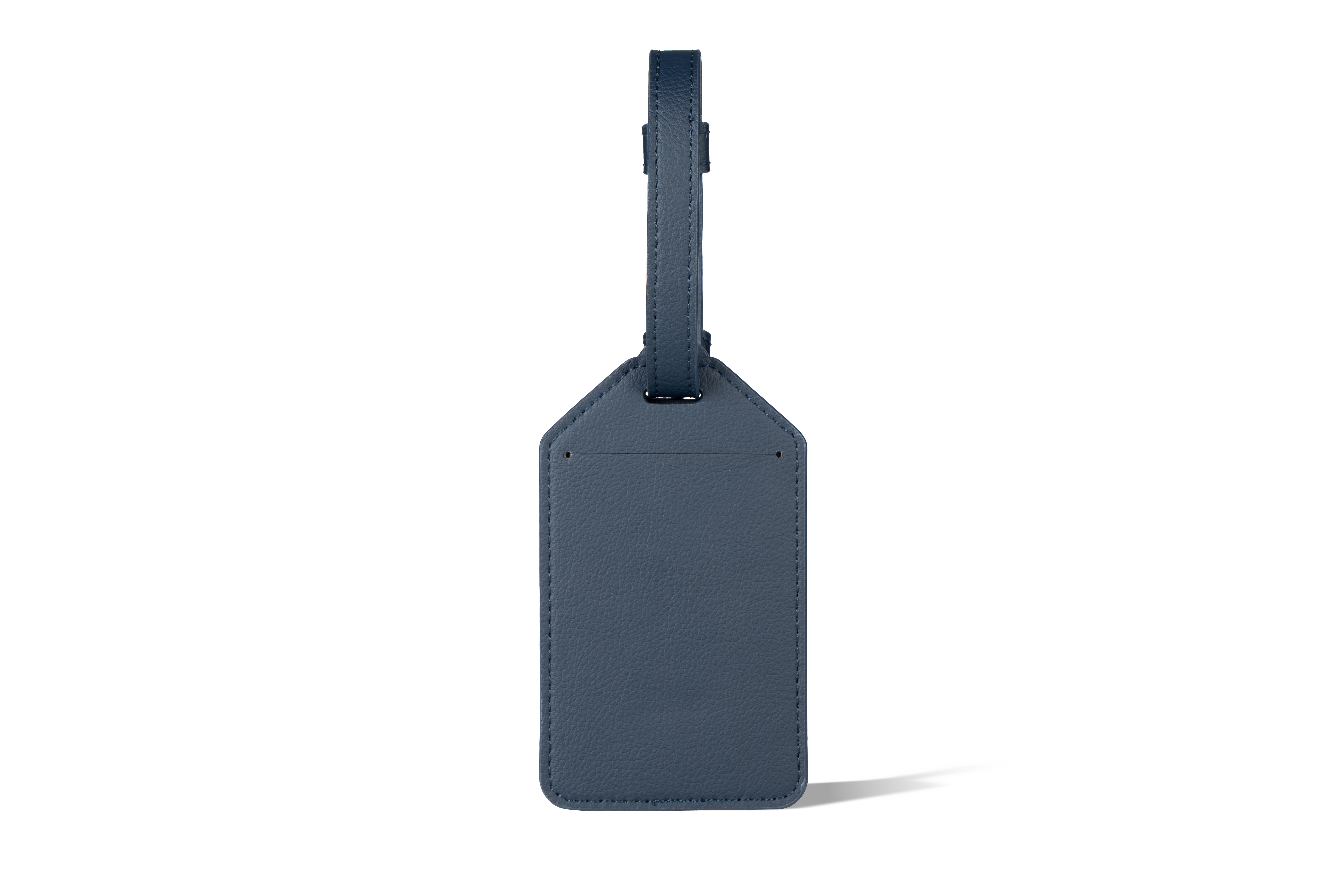 Luggage tag navy blue made from vegan grape leather from Italy