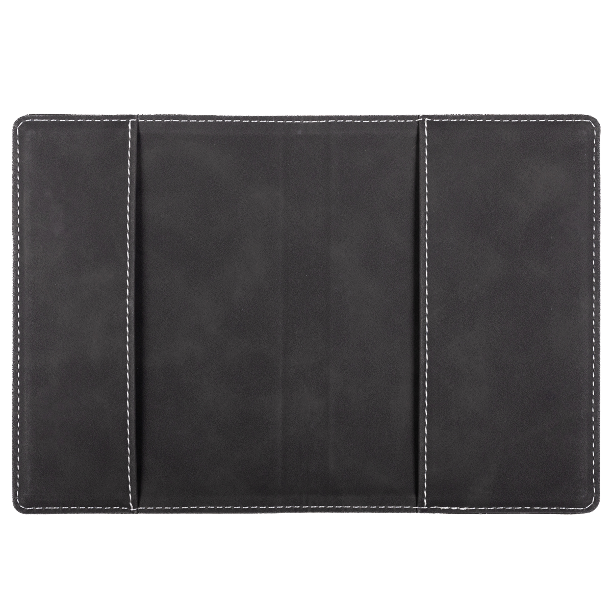 Black magnetic passport cover with white stitching