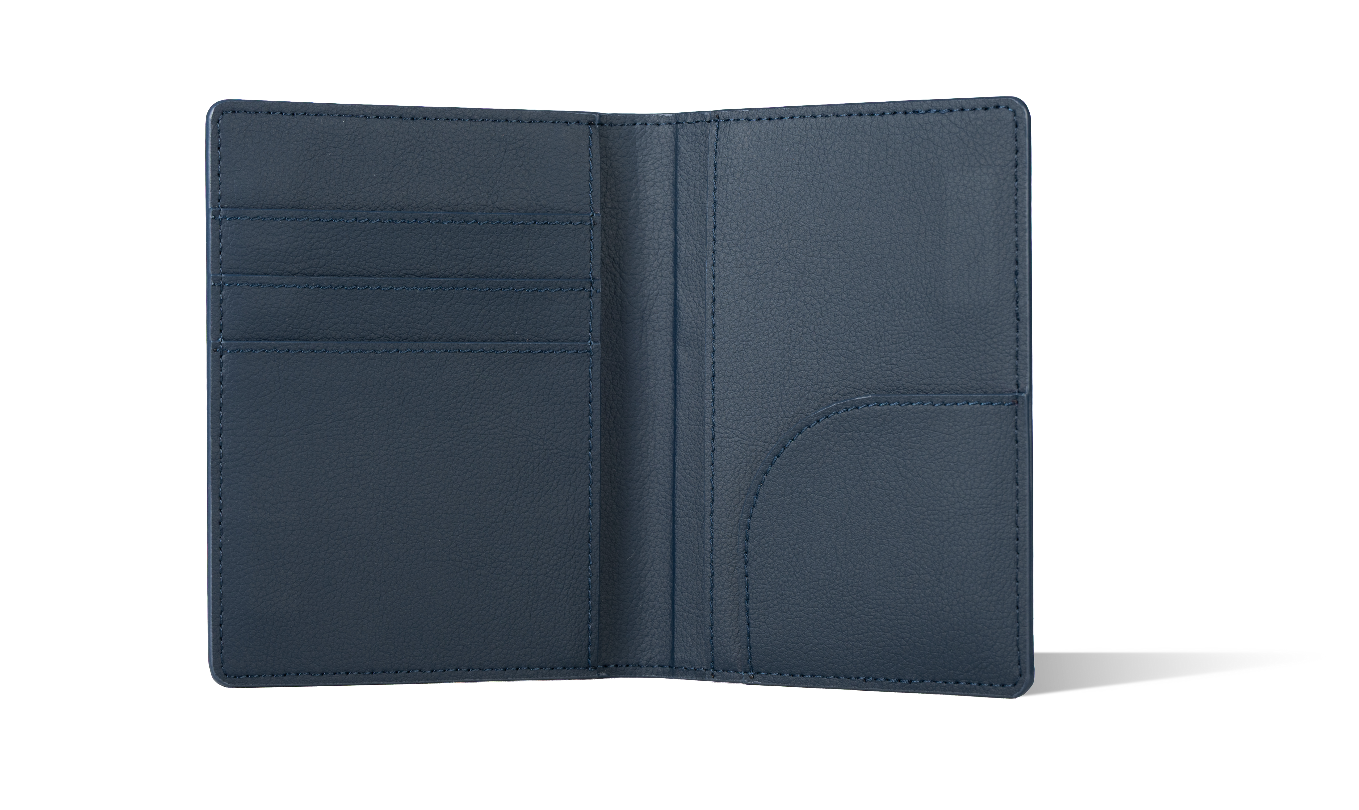 Marineblauwe paspoorthouder van vegan leer met kaartvakken